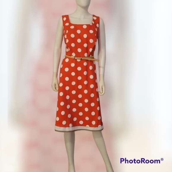 Dress Barn Dresses & Skirts - Vtg DRESS BARN 1990s Retro Mod Polka Dot Belted Waist Sleeveless A-Line Dress